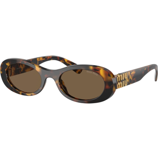 Miu Miu Kvinde MU 06ZS VAU06B Solbriller Acetat Skildpadde Brun Rund Normal