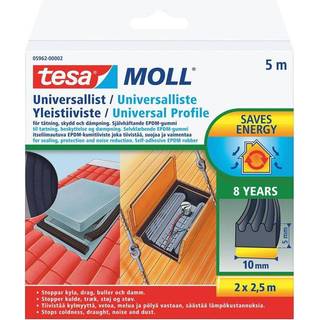 Selvklæbende gummiliste Tesa Universalliste, 10 mm x 5 meter, 5 mm tyk, sort