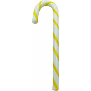 Polka glasdekoration, 17 cm, hvid/gul