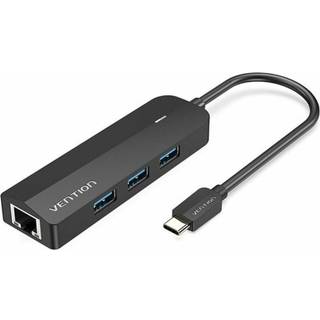 Vention - USB C to 3x USB 3 0 RJ45 Micro B Hub TGPBB 0 15m Black