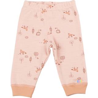 Leggings i ferskenfarvet med print af ræv i uld-bomuld