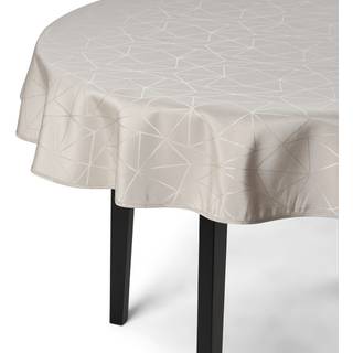 Rund dug - Ø230 cm - Sandfarvet dug - Jacquard vævet dug - Eksklusiv festdug