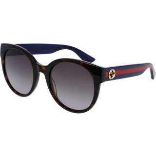 Gucci Kvinde GG0035SN 004 Solbriller Acetat Havana Brun Rund Skygge
