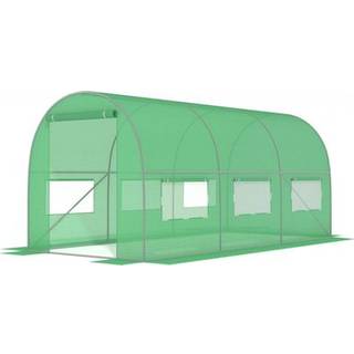 Drivhus med 6 myggenetvinduer, grøn, 4,5 x 2 x 2 meter - 9 m²