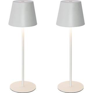 Sæt med 2 bordlamper hvide med lysdæmper og genopladelige - Murdock