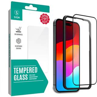 SiGN Full Cover Skærmbeskyttelse i hærdet glas til iPhone 16 Plus med Monteringsram