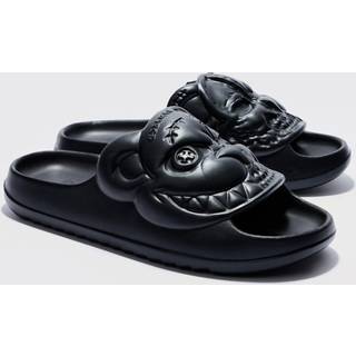 Mens Black Perforated Evil Teddy Slider