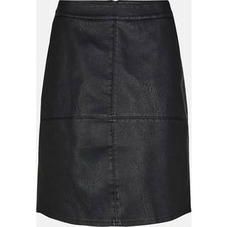 Nederdel med lommer og læderimitation