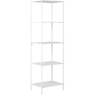 Vita reol med 5 hvide hylder i hvidt stel, 51 x 36 x 170 cm