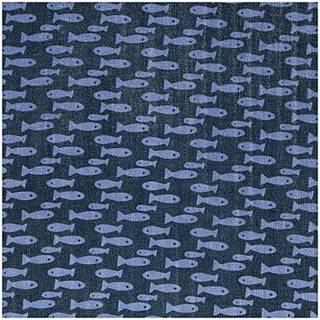 Musselin-Druckstoff Mermaid Fische blau 140cm - Blau