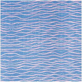 Musselin-Druckstoff Mermaid Wellen blau Hot Foil 140cm - Blau