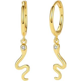 MerlePerle - Snake Hoops i forgyldt sølv m. zirkonia**