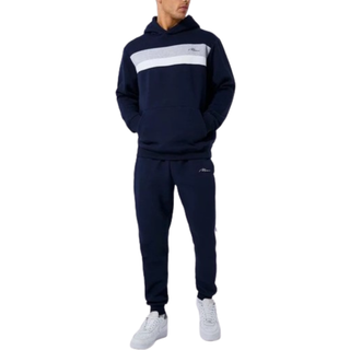 Mens Navy Regular Fit Man Signature Colour Block Hooded Tracksuit
