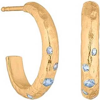 Blossom Copenhagen øreringe i forgyldt med lyseblå cubiske zirkoner