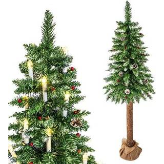 Kunstigt juletræ med træstamme og sne, 220 cm