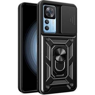 Xiaomi 12T/12T Pro Roterende Ring Hybrid Cover med Kameraskjold - Sort