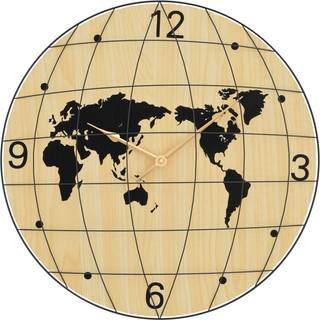 Vægur Ø50 Cm Konstrueret Træ Gul Og Sort