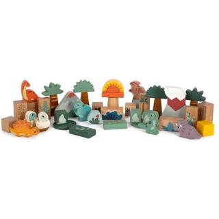 Small foot Wooden Building Blocks Dino aktiviteter legetøj af træ 12 m+ 34 stk. - 34 stk.
