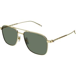 Montblanc Mand MB0214S 007 Solbriller Metal Guld Grøn Firkantet Normal