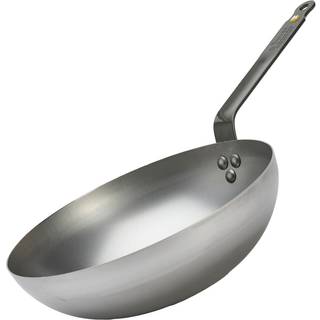 de Buyer Mineral B New Wok 28 cm - Eisen mit Bandstahlgriff - Silber