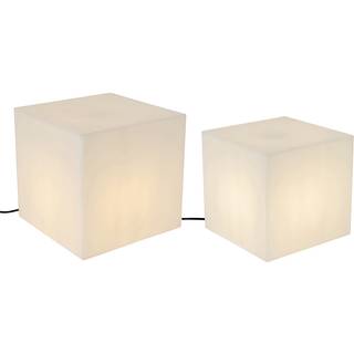 Sæt med 2 udendørs gulvlamper hvide 30 og 38 cm firkantede IP44 - Nura