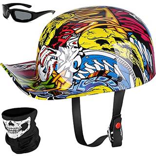 Yesmotor Baseball Motorcykel Hjelm Halv Kasket til Bike Cruiser Chopper Knallert Scooter- Dot Godkendt (Maling XL)