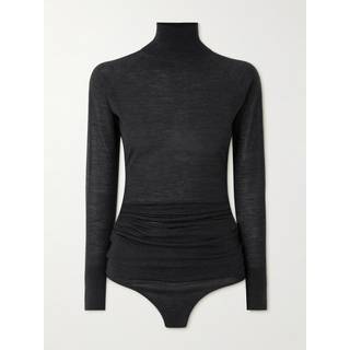 AlaÃ¯a Draped wool turtleneck bodysuit - black - XL+