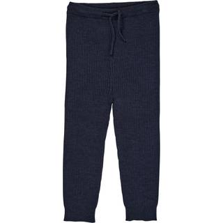 Copenhagen Colors Klassisk merino rib leggings m. bindebånd - unisex - MØRKE BLÅ