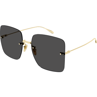 Gucci Kvinde GG1147S 001 Solbriller Metal Guld Grå Firkantet Normal
