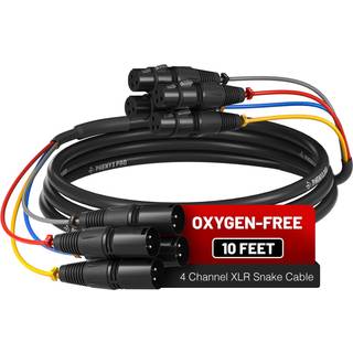 Phenyx Pro 4-kanals XLR-kabel 10 ft Snake-kabel Balanceret mikrofonledning XLR Splitter Farvekodet 4-i-1 Design 3-PIN han til kvindelig patch wir