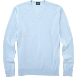 OLYMP Herren V-Pullover blau unifarben