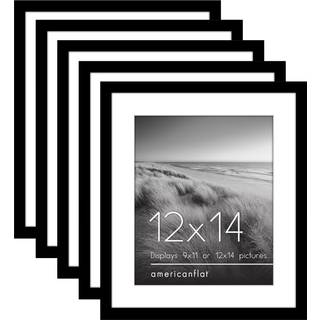 AMERICANFLAT 12X14 Billedramme med poleret plexiglass - S?t med 5 - Brug som 9x11 ramme med Mat eller 12x14 ramme uden Mat - Galleria Collection
