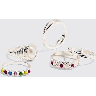 Mens Silver 5 Pack Gem Stone Rings