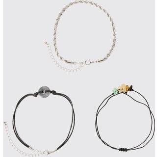 Mens Black 3 Pack Mixed Bead Bracelets