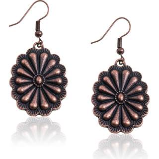 Rustik coutures vestlige øreringe til kvinder cowgirl hypoallergenisk dinglende concho drop rundt blomsterørering smykker RCE-1074BZ