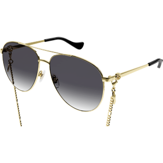 Gucci Kvinde GG1088S 001 Solbriller Acetat Guld Grå Pilot Skygge
