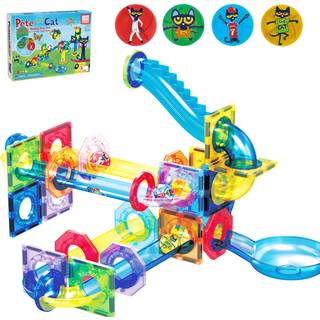 Picassotiles 62 Stykke Magnetisk marmor Run Pete The Cat Marble Maze Marbles For Kids Race Track Toy Set Sensory Toys For Toddlers Stam Education
