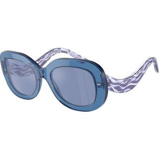 Giorgio Armani Kvinde AR8217 61531U Solbriller Acetat Blå Lyseblå Rund Spejlet