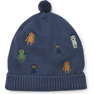 Aster Beanie, Robots/Indigo Blue, 3-4 år