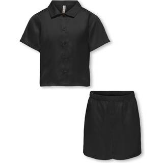 KIDS ONLY Nattøj sæt med skjorte og shorts i sort satin til piger