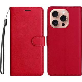 EIDERWOOD iPhone 16 Pro Kunstlæder Flip Cover m- Pung og Strop - Rød