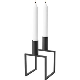 Kubus 2 lysestage - sort (På lager i butik)