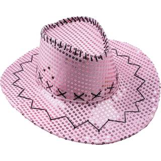 Lyserød paillet cowboyhat
