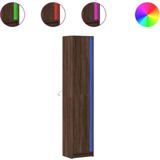 Skab Med Led-Lys 41,5X32,5X200 Cm Konstrueret Træ Brunt Eg - 41.5 cm / Brun eg