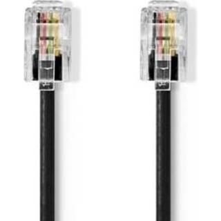 Nedis Telecom Kabel | RJ10 Hanstik | RJ10 Hanstik | 2.00 m | Kabeludformning: Rullet | Kabeltype: RJ10 | Sort | Box