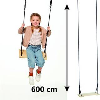 Trægynge 44 x 17,5 cm - 6 meter (sort reb)