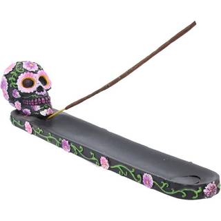 Sugar Skull mit Flowers Räucherstäbchen Halter