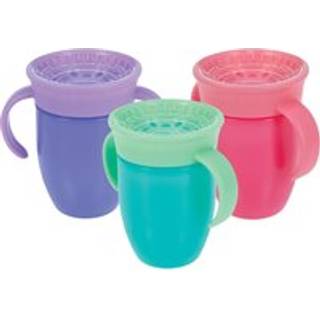 Nuby Wonder Cup med 360 Smart Edge Silicone Rim - (3 -Pack) 7 oz - Aqua/Purple/Pink