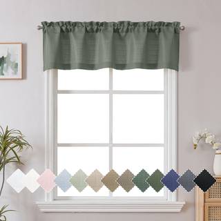 Chyhomenyc Bennet Olive Green Valance til Windows Faux Linned Slub tekstureret semi -ren lille vindue Køkken Valance Curtain Rod Pocket Cafe Vala