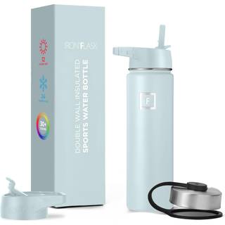 Jern? Kolbe Camping & Vandring Hydratisering Kolbe med 3 låg - Rustfrit stål Dobbeltvægget og vakuumisoleret vandflaske - Lækagebestandig